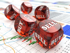 red dice that say buy and sell