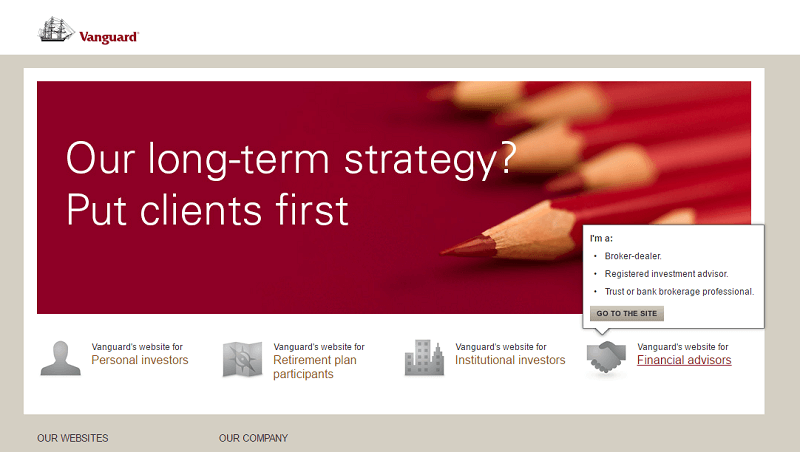 the image of vanguard homepage